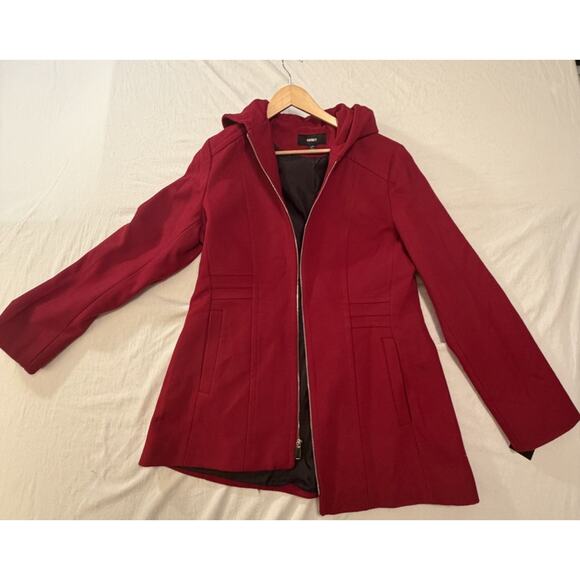 Avanti Jackets & Blazers - AVANTI Beet Red Hooded Zipper Mid-Length Coat Pockets Long Sleeve Tall LT NWT